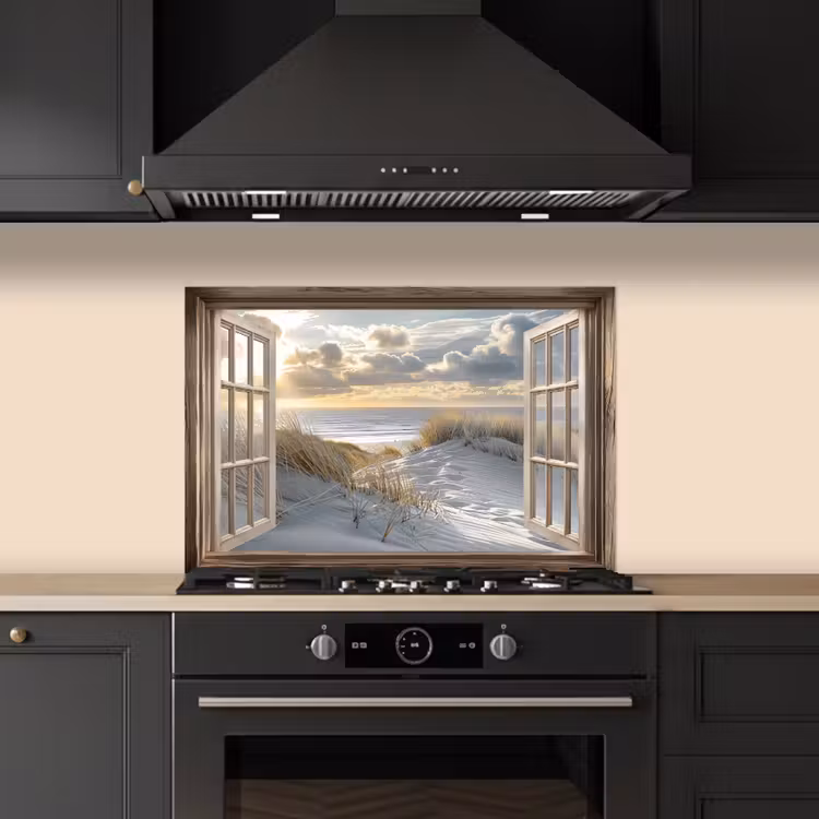 Doorkijk - Strand - Duinen - Zee - Natuur keuken achterwand spatscherm klein -sfeer1