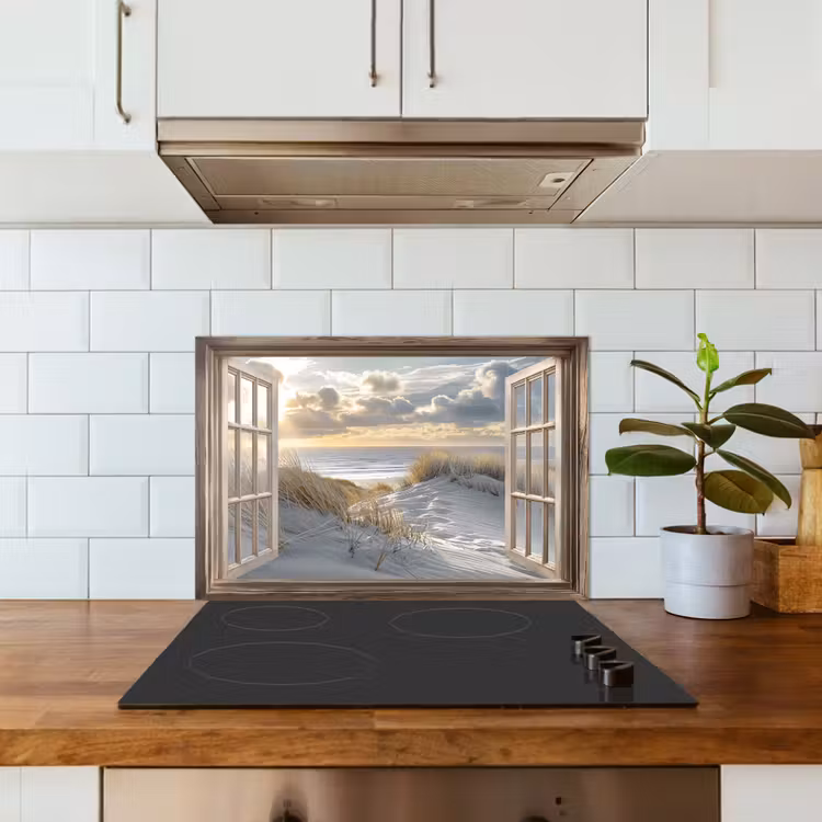 Doorkijk - Strand - Duinen - Zee - Natuur keuken achterwand spatscherm klein -sfeer2