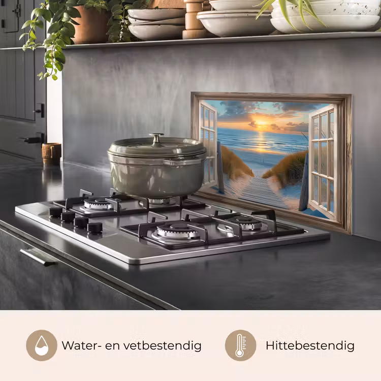 Doorkijk - Strand - Pad - Zonsondergang keuken achterwand spatscherm klein -usp_NL