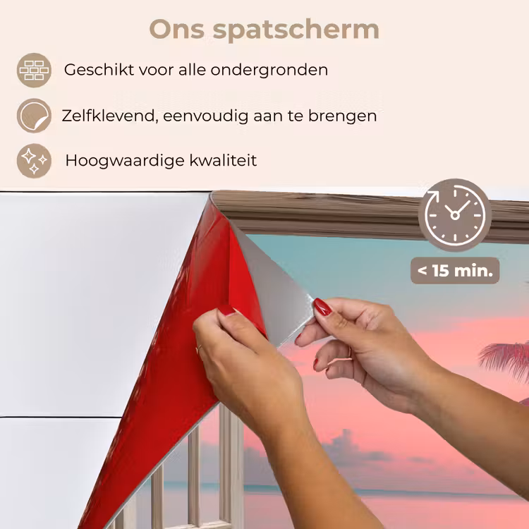 Doorkijk - Strand - Palmboom - Tropisch keuken achterwand spatscherm klein -spatscherm_NL