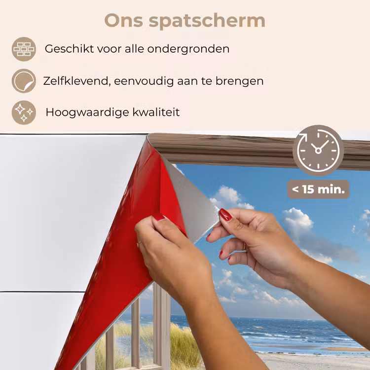 Doorkijk - Strand - Raam - Duinen - Zee keuken achterwand spatscherm klein -spatscherm_NL