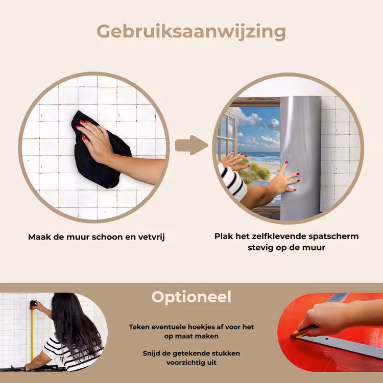 Doorkijk - Strand - Raam - Duinen - Zee keuken achterwand spatscherm klein -gebruiksaanwijzing_NL