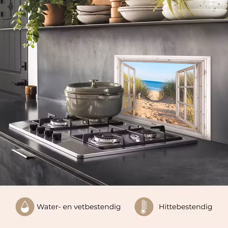 Doorkijk - Strand - Zee - Duinen - Zand - Water - Helmgras keuken achterwand spatscherm klein -usp_NL