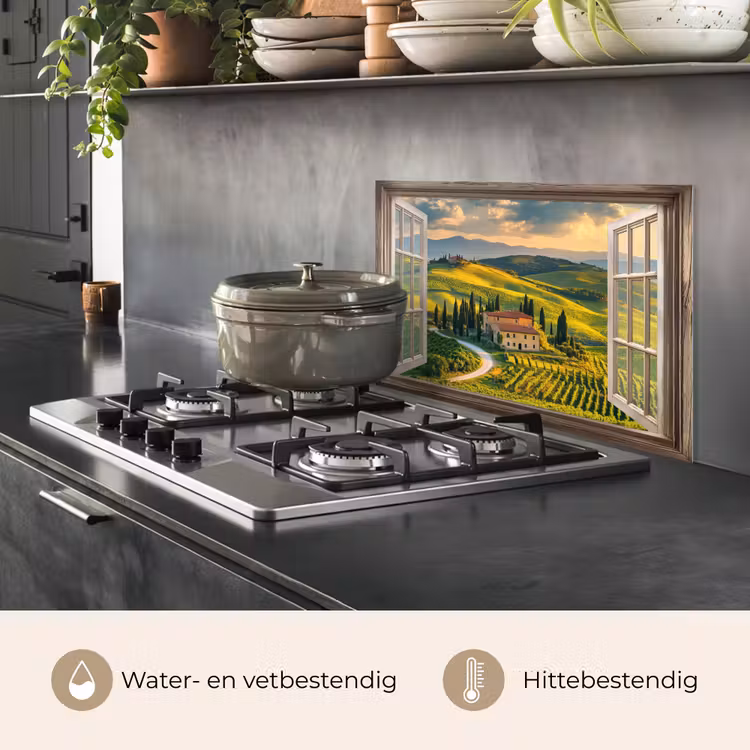 Doorkijk - Toscane - Uitzicht - Landschap - Zomer keuken achterwand spatscherm klein -usp_NL