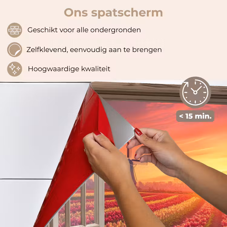 Doorkijk - Tulpen - Zonsondergang - Bloemen - Kleurrijk keuken achterwand spatscherm klein -spatscherm_NL