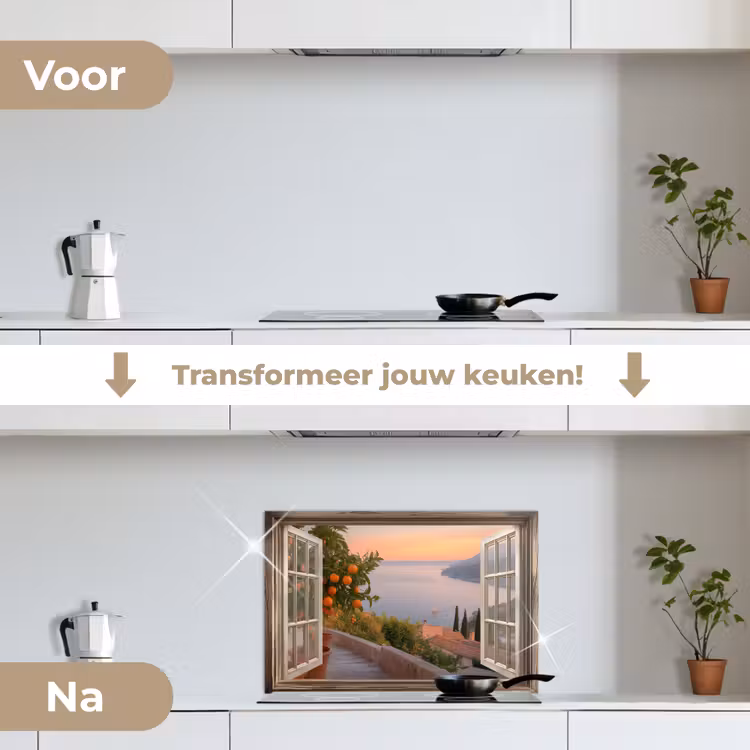Doorkijk - Uitzicht - Meer - Landschap keuken achterwand spatscherm klein -voor_na_NL