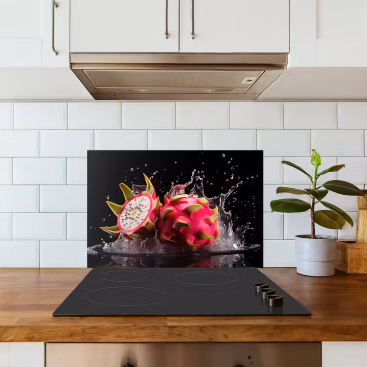 Drakenfruit - Zwart - Water - Vrucht - Fruit keuken achterwand spatscherm klein -sfeer2