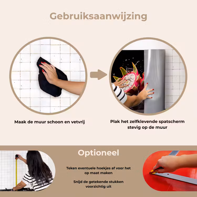 Drakenfruit - Zwart - Water - Vrucht - Fruit keuken achterwand spatscherm klein -gebruiksaanwijzing_NL