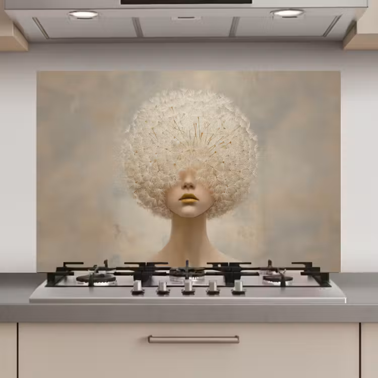 Dromerig - Beige - Paardenbloemzaadjes keuken achterwand spatscherm klein -3d_website