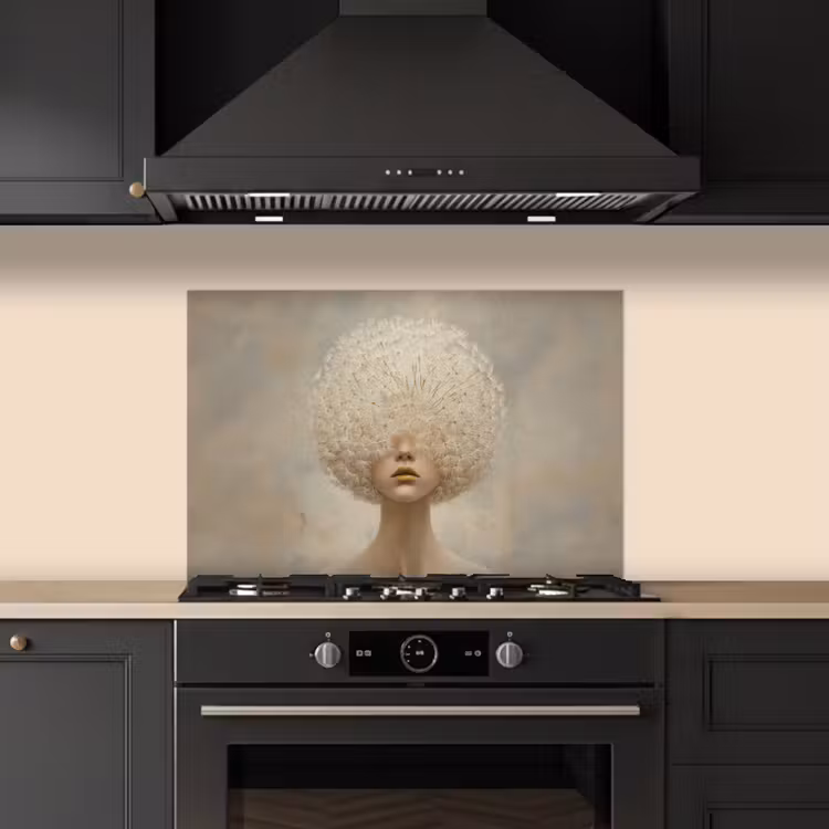 Dromerig - Beige - Paardenbloemzaadjes keuken achterwand spatscherm klein -sfeer1