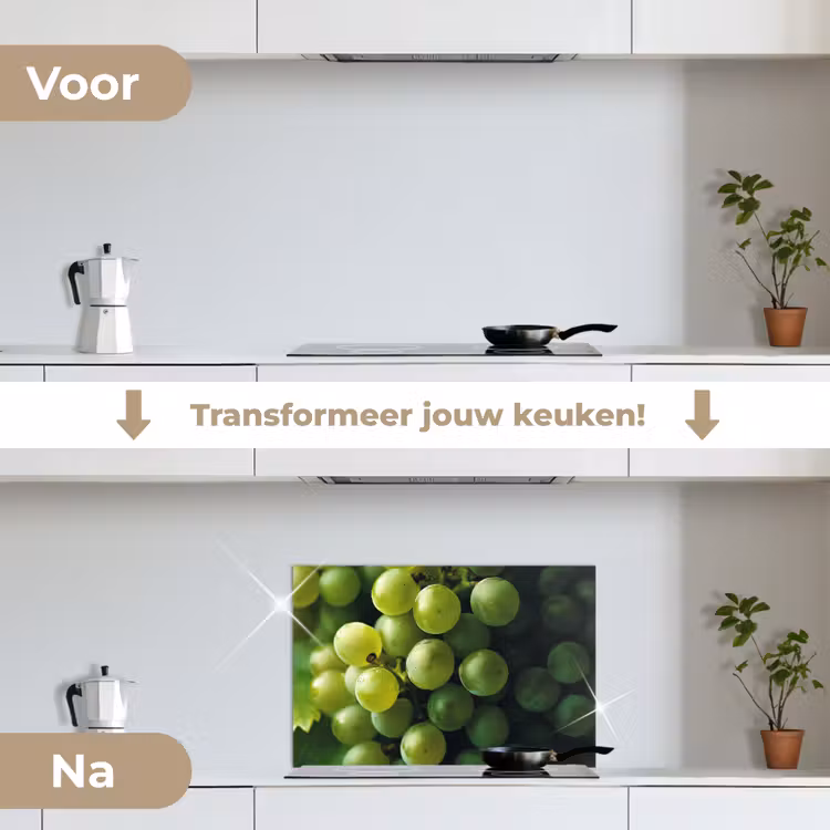 Druiven - Tros - Groen keuken achterwand spatscherm klein -voor_na_NL