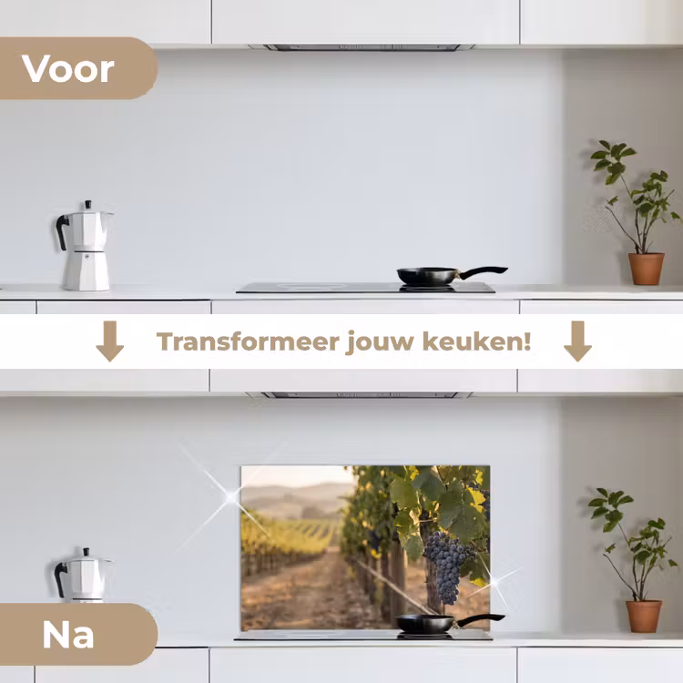 Druiven - Wijngaard - Zonlicht keuken achterwand spatscherm klein -voor_na_NL