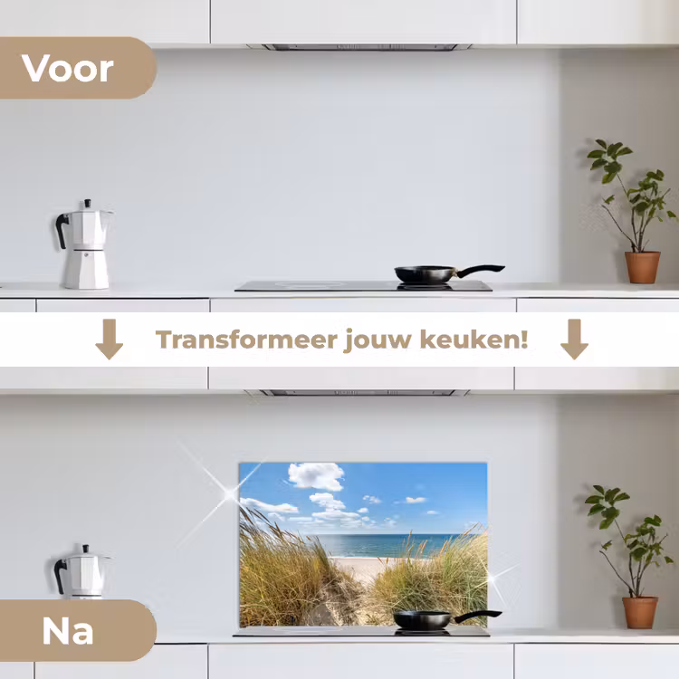 Duin - Gras - Zee - Strand keuken achterwand spatscherm klein -voor_na_NL