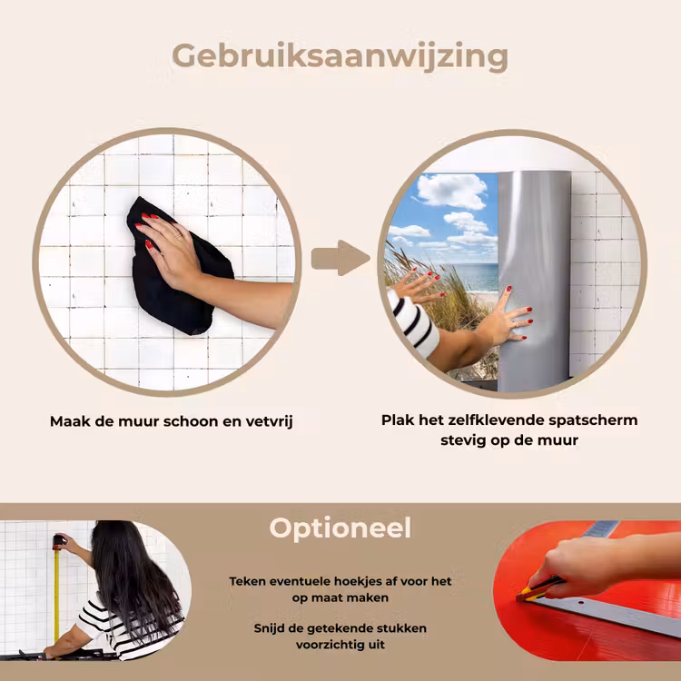 Duin - Gras - Zee - Strand keuken achterwand spatscherm klein -gebruiksaanwijzing_NL