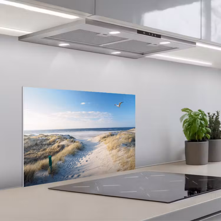 Duin - Meeuw - Strand - Zee - Zon keuken achterwand spatscherm klein -3d_schuin