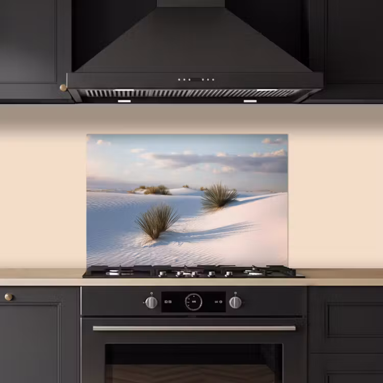 Duinen - Gras - Wolken - Beige keuken achterwand spatscherm klein -sfeer1