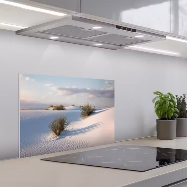 Duinen - Gras - Wolken - Beige keuken achterwand spatscherm klein -3d_schuin