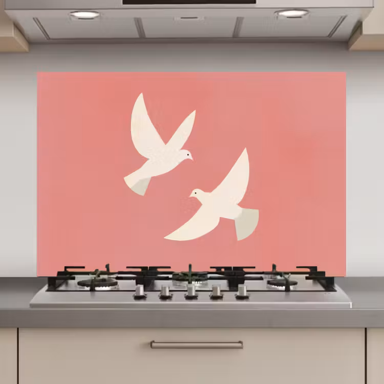 Duiven - Wit - Sierlijk keuken achterwand spatscherm klein -3d_website