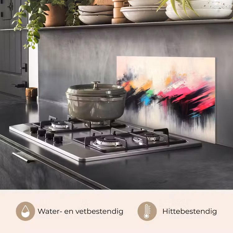 Dynamisch - Abstract - Kleurrijk - Zwart keuken achterwand spatscherm klein -usp_NL