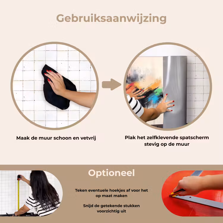 Dynamisch - Abstract - Kleurrijk - Zwart keuken achterwand spatscherm klein -gebruiksaanwijzing_NL