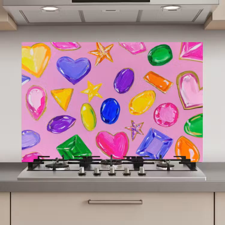 Edelstenen - Vormen - Hartje - Kleurrijk keuken achterwand spatscherm klein -3d_website