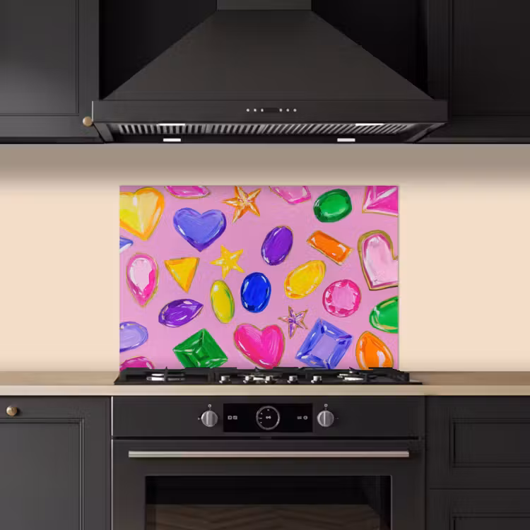 Edelstenen - Vormen - Hartje - Kleurrijk keuken achterwand spatscherm klein -sfeer1