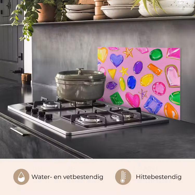 Edelstenen - Vormen - Hartje - Kleurrijk keuken achterwand spatscherm klein -usp_NL