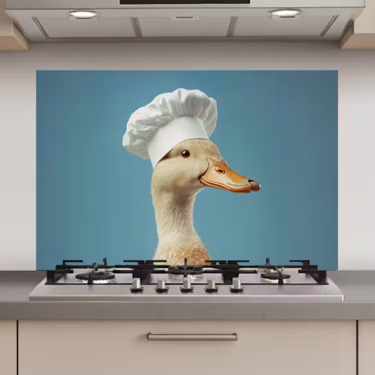 Eend - Koksmuts - Cute - Vogel keuken achterwand spatscherm klein -3d_website