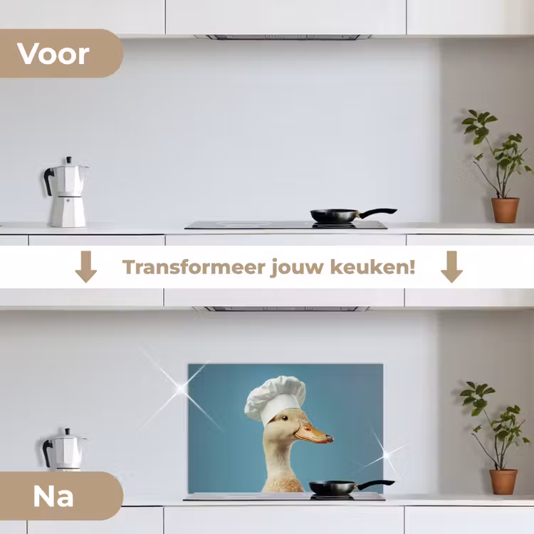 Eend - Koksmuts - Cute - Vogel keuken achterwand spatscherm klein -voor_na_NL