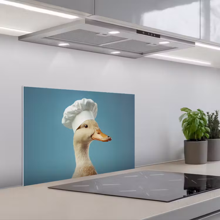 Eend - Koksmuts - Cute - Vogel keuken achterwand spatscherm klein -3d_schuin