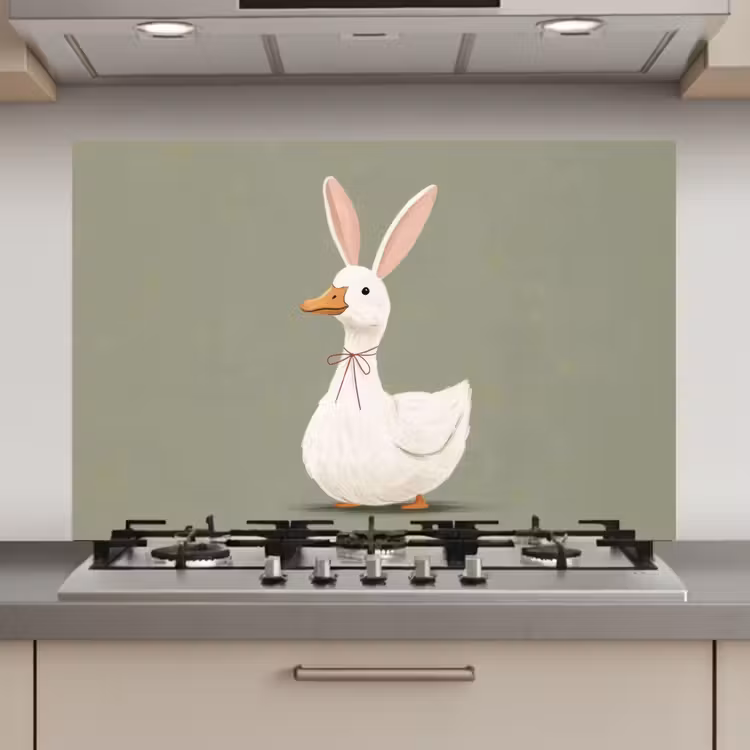 Eend - Konijnoren - Grijs keuken achterwand spatscherm klein -3d_website
