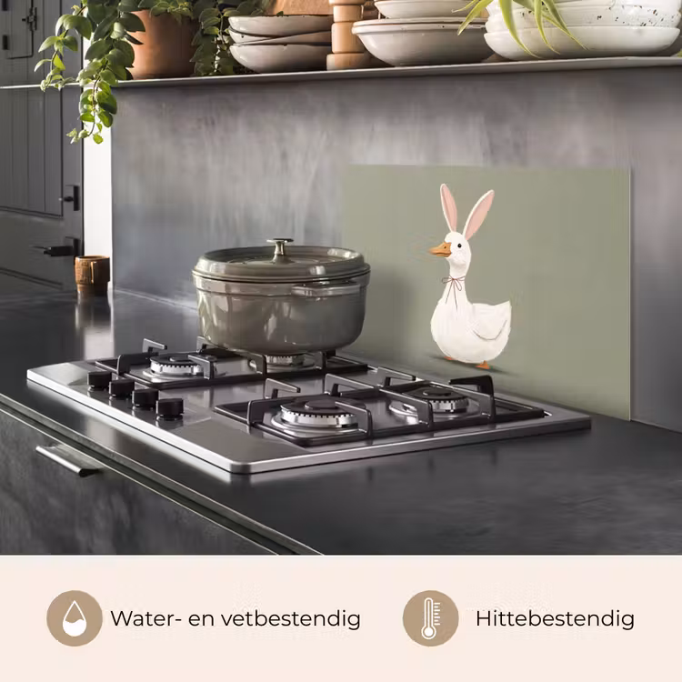 Eend - Konijnoren - Grijs keuken achterwand spatscherm klein -usp_NL