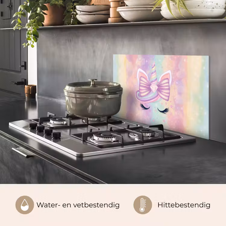 Eenhoorn - Glitters - Regenboog - Pastel keuken achterwand spatscherm klein -usp_NL