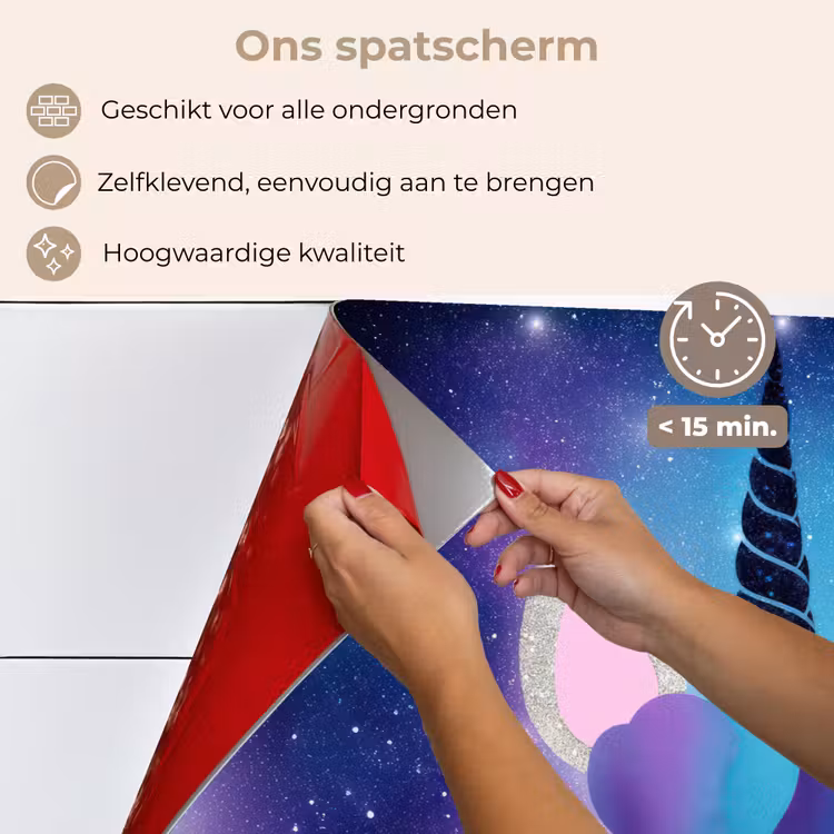 Eenhoorn - Sterren - Blauw keuken achterwand spatscherm klein -spatscherm_NL