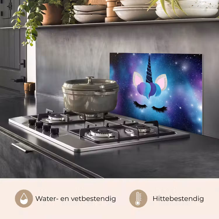 Eenhoorn - Sterren - Blauw keuken achterwand spatscherm klein -usp_NL