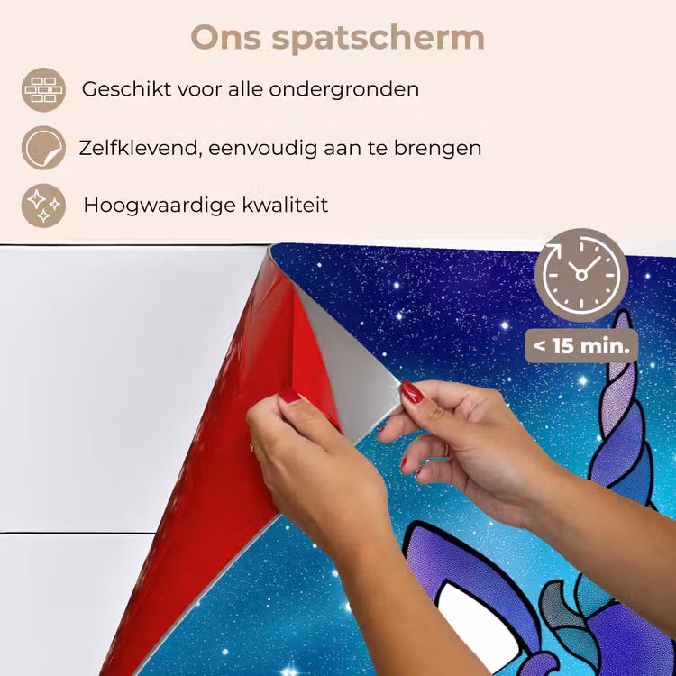 Eenhoorn - Sterrenhemel - Ster - Blauw keuken achterwand spatscherm klein -spatscherm_NL