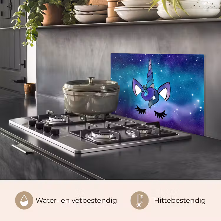 Eenhoorn - Sterrenhemel - Ster - Blauw keuken achterwand spatscherm klein -usp_NL