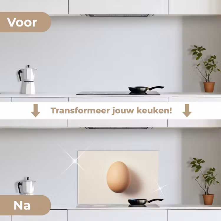 Ei - Beige - Ovaal - Egaal keuken achterwand spatscherm klein -voor_na_NL