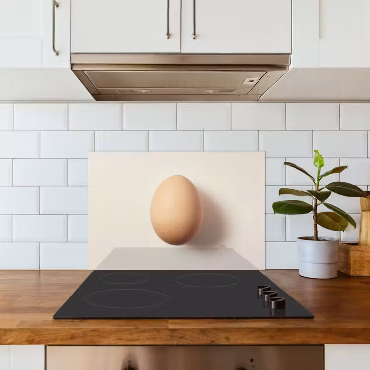Ei - Beige - Ovaal - Egaal keuken achterwand spatscherm klein -sfeer2
