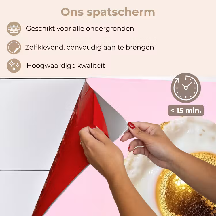 Ei - Disco - Ontbijt - Glitter keuken achterwand spatscherm klein -spatscherm_NL