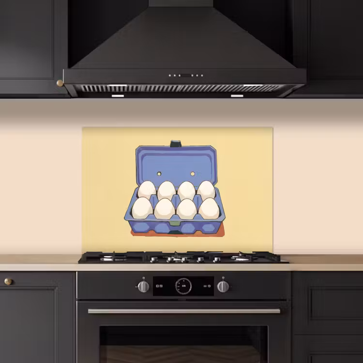 Eieren - Doos - Minimalistisch - Blauw keuken achterwand spatscherm klein -sfeer1