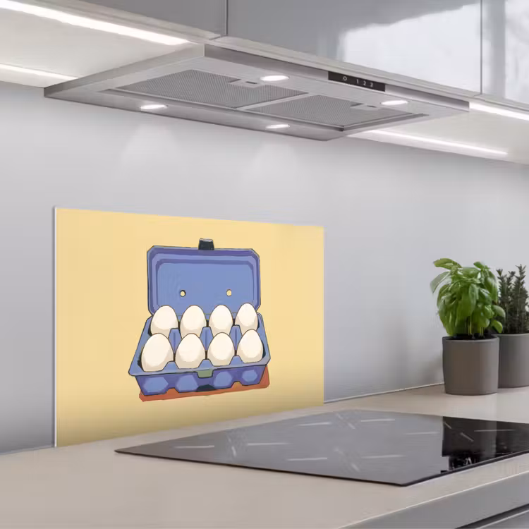 Eieren - Doos - Minimalistisch - Blauw keuken achterwand spatscherm klein -3d_schuin
