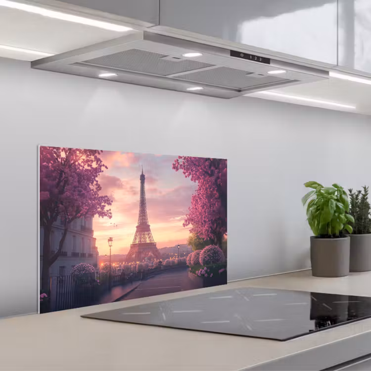 Eiffeltoren - Parijs - Roze keuken achterwand spatscherm klein -3d_schuin