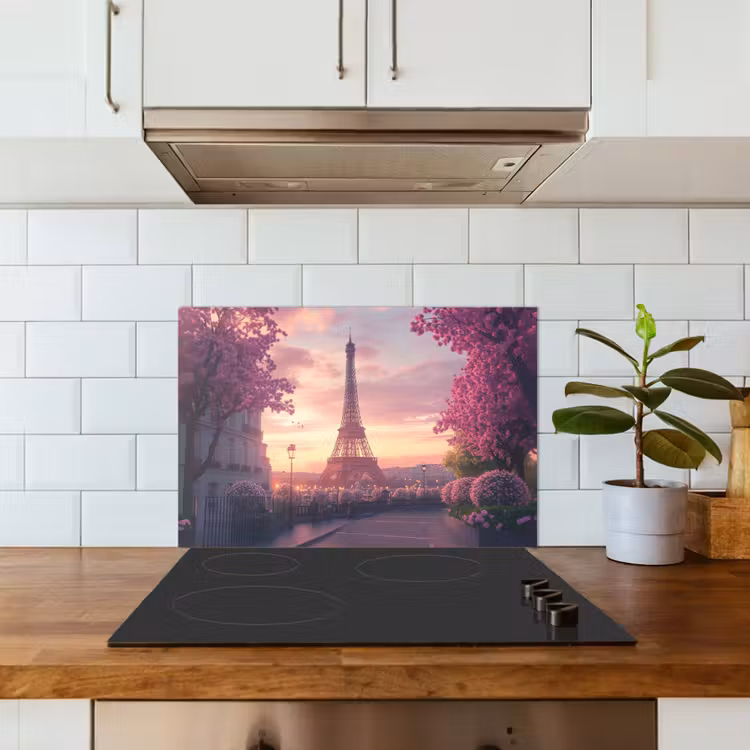 Eiffeltoren - Parijs - Roze keuken achterwand spatscherm klein -sfeer2