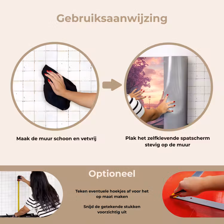 Eiffeltoren - Parijs - Roze keuken achterwand spatscherm klein -gebruiksaanwijzing_NL