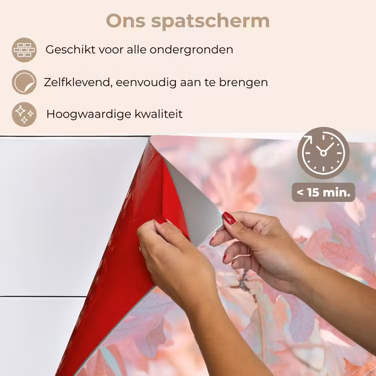 Eikenbladeren - Takken - Roze keuken achterwand spatscherm klein -spatscherm_NL