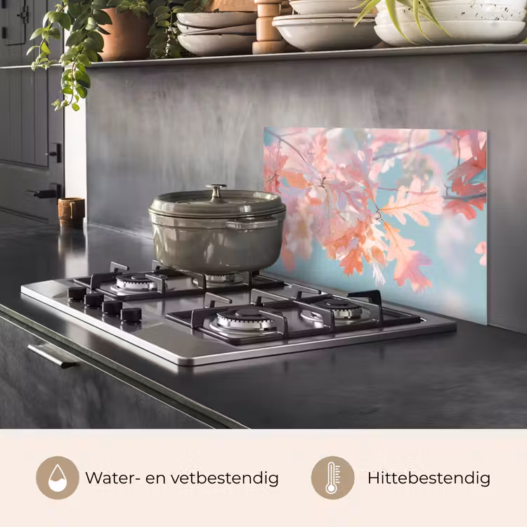 Eikenbladeren - Takken - Roze keuken achterwand spatscherm klein -usp_NL