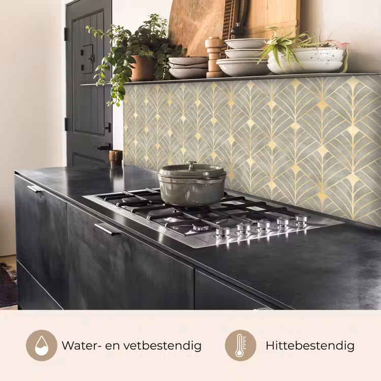 Elegant - Symbool - Goud - Grijsgroen keuken achterwand 2 middel 871 -usp_NL