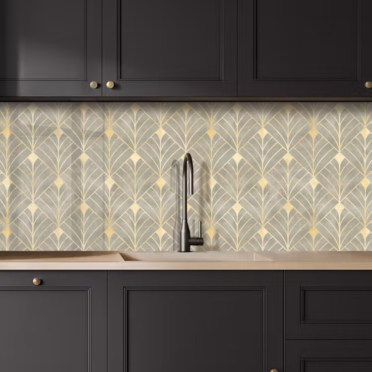 Elegant - Symbool - Goud - Grijsgroen keuken achterwand 2 middel 871 -sfeer1