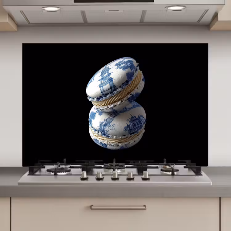 Eten - Macarons - Delfts blauw - Koekjes keuken achterwand spatscherm klein -3d_website
